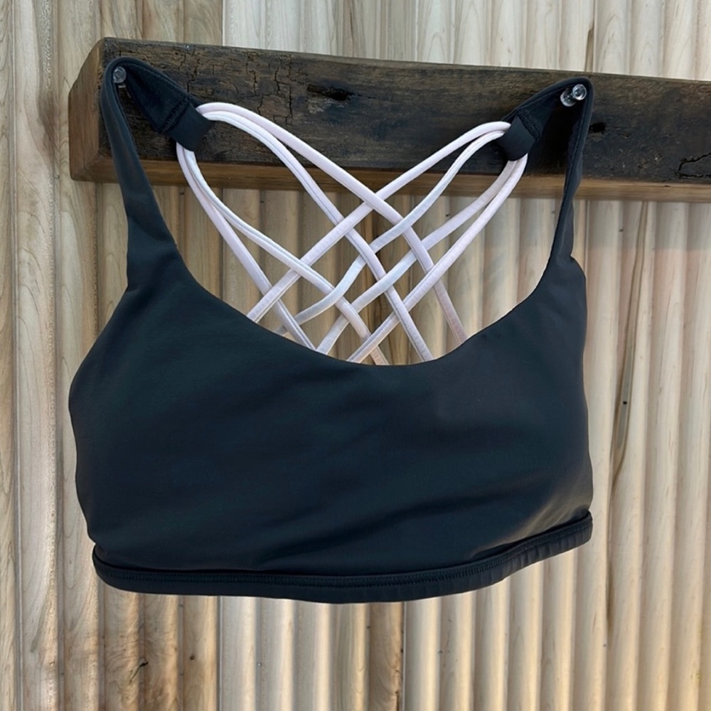 lululemon athletica Black Sports Bra with White Strappy Back